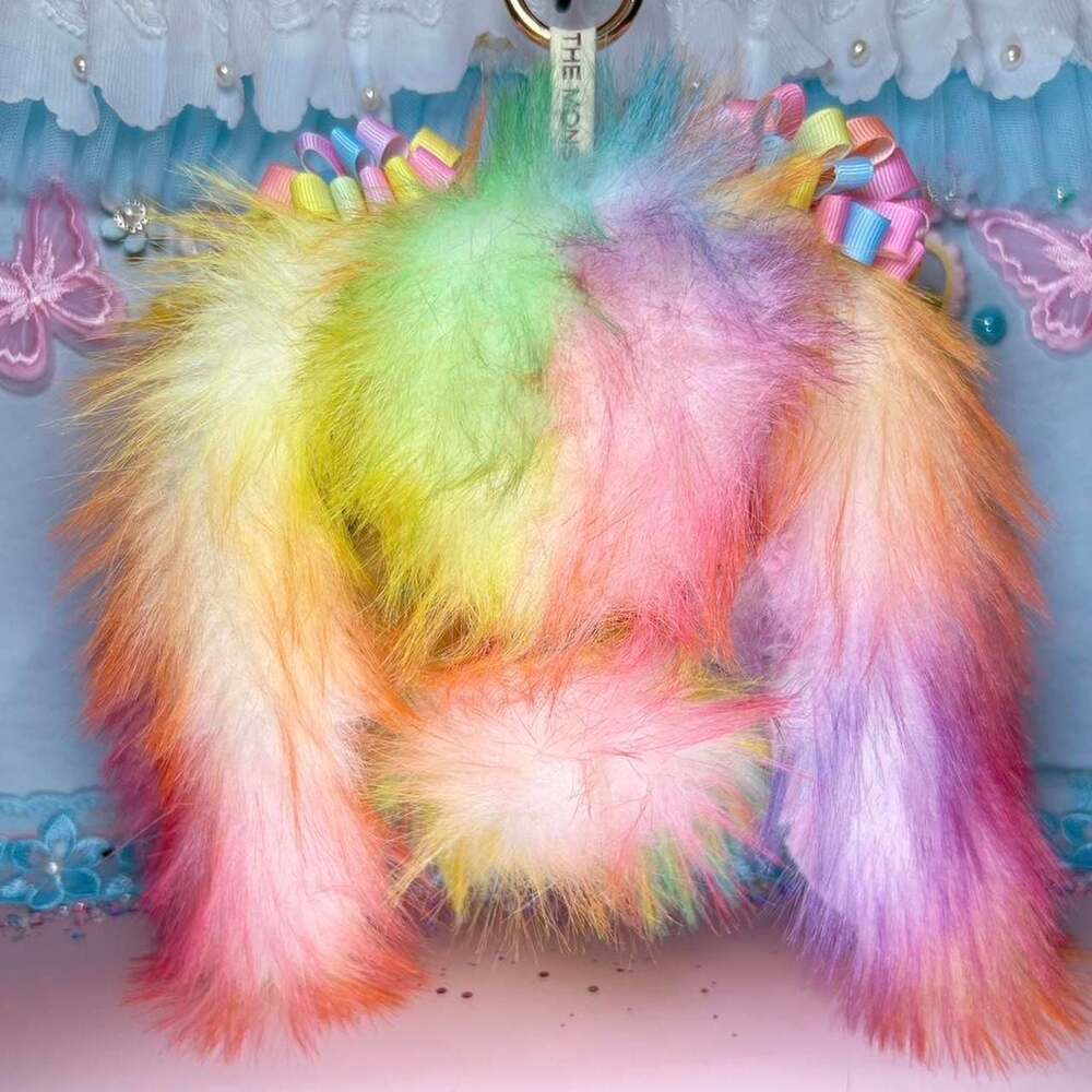 Custom Rainbow Labubu The Monsters Plush Keychain with Bonus Accessories - Picture 2 of 5